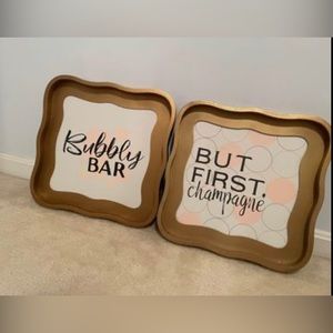 “Bubbly bar” and “But first champagne” signs